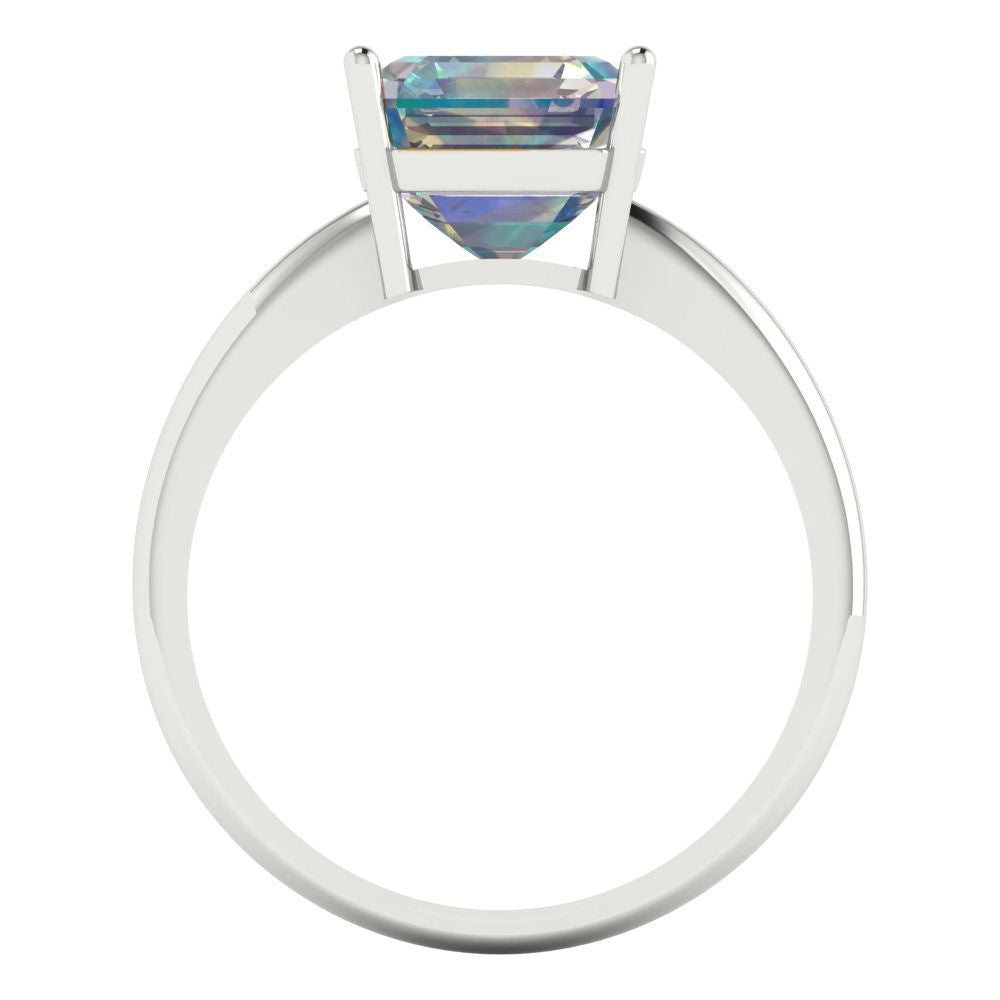 2.5 cttw Blue Moissanite Solitaire  Engagement Ring - Solid White Gold (VVS1, Asscher Cut,8.0mm)