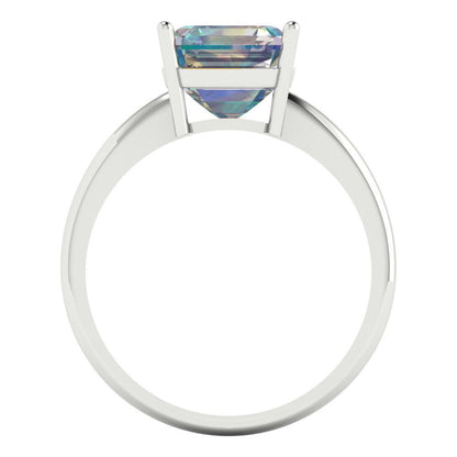 2.5 cttw Blue Moissanite Solitaire  Engagement Ring - Solid White Gold (VVS1, Asscher Cut,8.0mm)