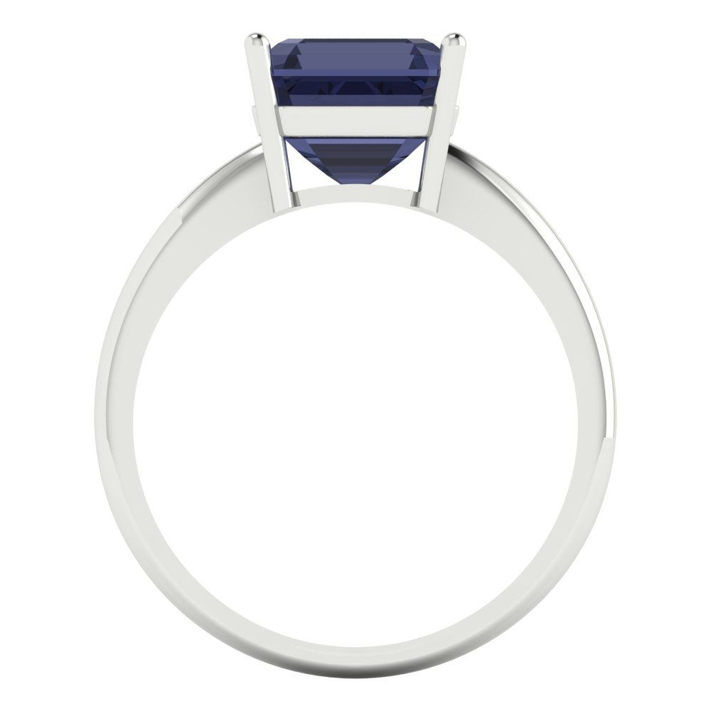 2.5 cttw Simulated Blue Sapphire Solitaire  Engagement Ring - Solid White Gold (VVS1, Asscher Cut,8.0mm)