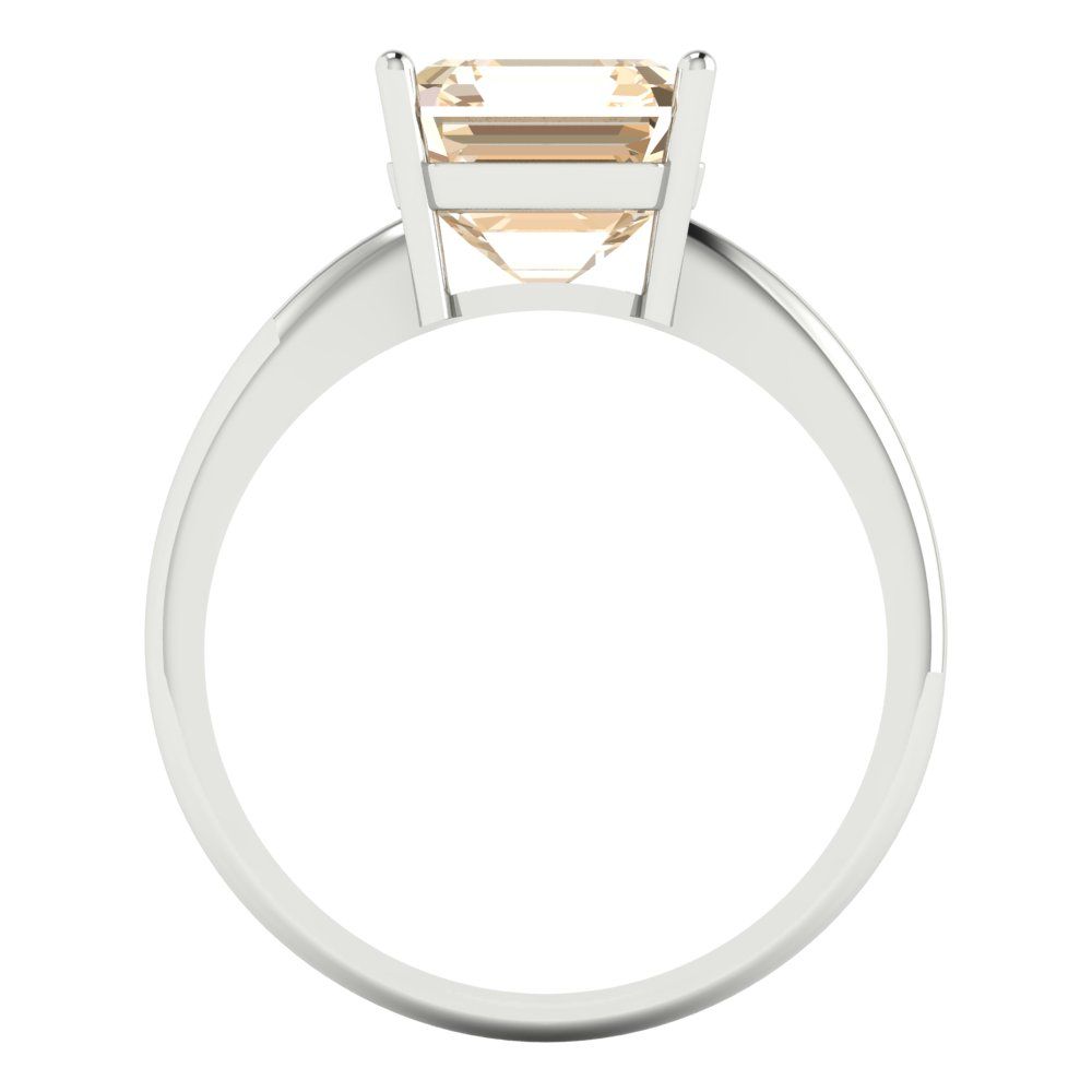 2.5 cttw Natural Morganite Solitaire  Engagement Ring - Solid White Gold (VVS1, Asscher Cut,8.0mm)