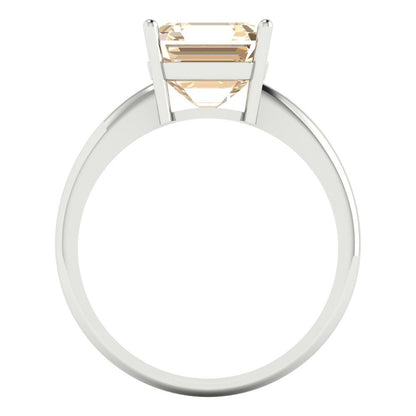 2.5 cttw Natural Morganite Solitaire  Engagement Ring - Solid White Gold (VVS1, Asscher Cut,8.0mm)