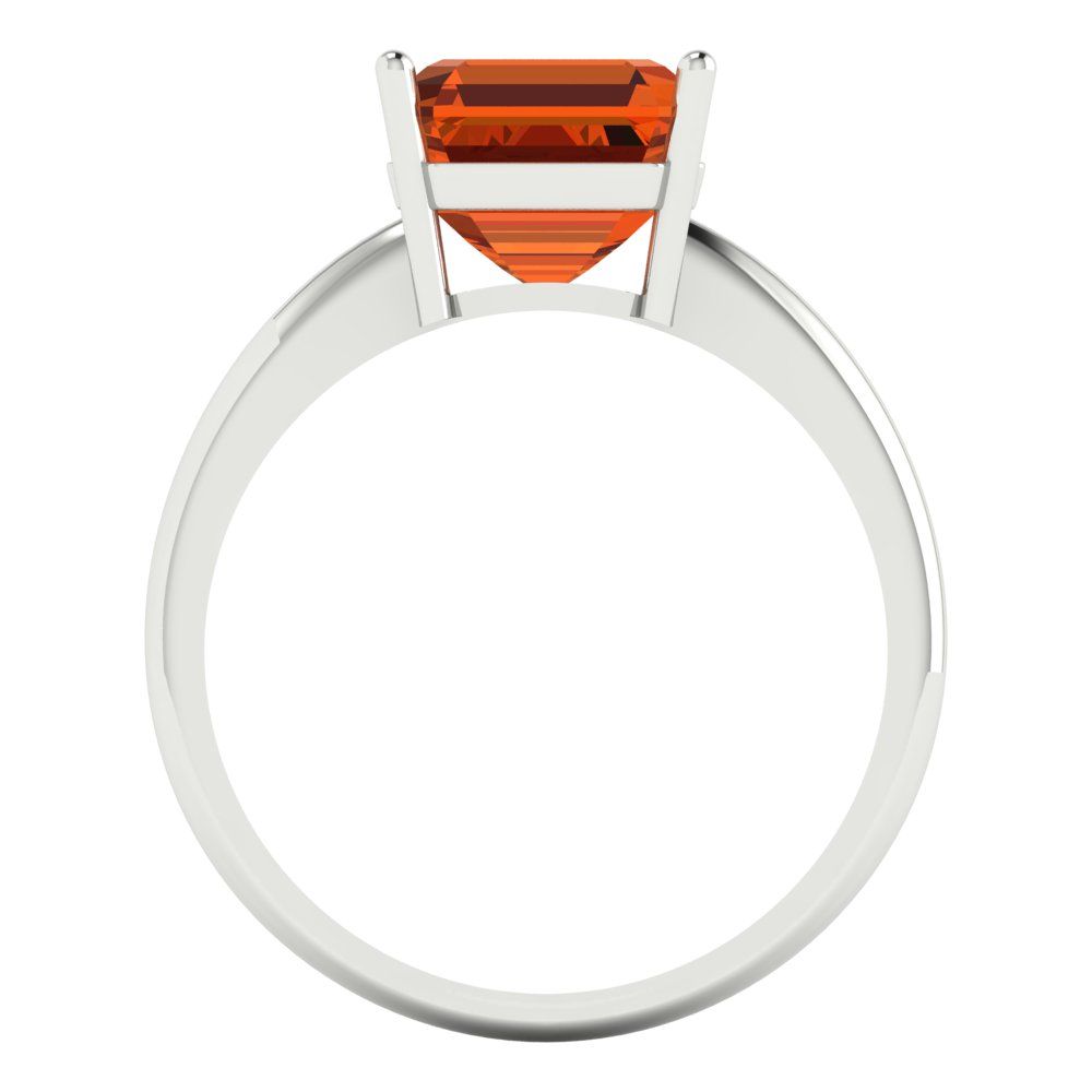 2.5 cttw Zirconia Simulated Red Diamond Solitaire  Engagement Ring - Solid White Gold (VVS1, Asscher Cut,8.0mm)