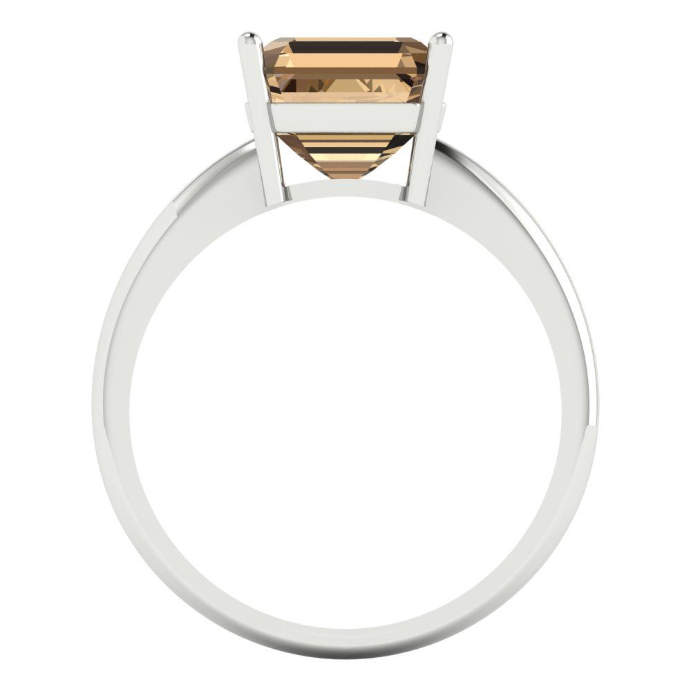 2.5 cttw Zirconia Simulated Champagne Diamond Solitaire  Engagement Ring - Solid Gold (VVS1, Asscher Cut,8.0mm)