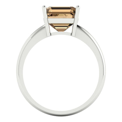 2.5 cttw Zirconia Simulated Champagne Diamond Solitaire  Engagement Ring - Solid Gold (VVS1, Asscher Cut,8.0mm)