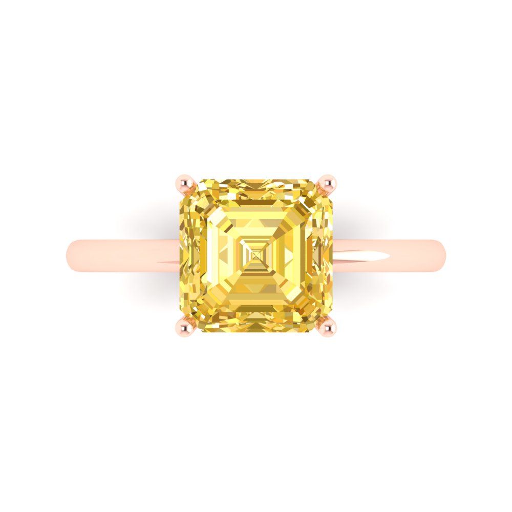 2.5 cttw Natural Citrine Solitaire  Engagement Ring - Solid Gold (Asscher Cut,8.0mm)