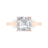 2.5 ct Brilliant Asscher Cut Natural Diamond Stone Clarity SI1-2 Color G-H Rose Gold Solitaire Ring