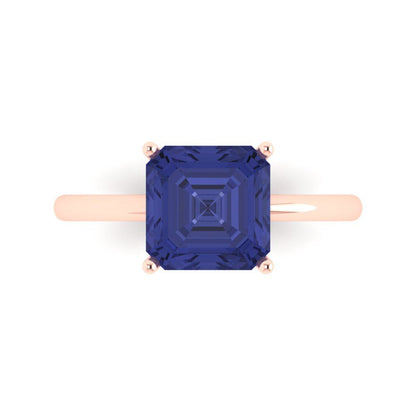 2.5 cttw Simulated Tanzanite Solitaire  Engagement Ring - Solid Gold (Asscher Cut,8.0mm)
