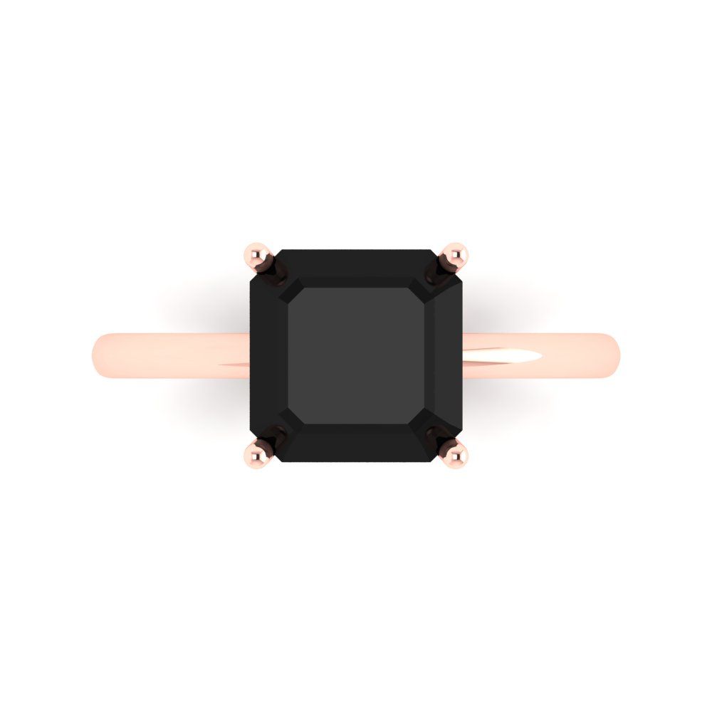 2.5 cttw Natural Onyx Solitaire  Engagement Ring - Solid Gold (Asscher Cut,8.0mm)