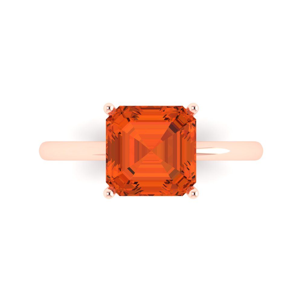 2.5 cttw Zirconia Simulated Red Diamond Solitaire  Engagement Ring - Solid Gold (VVS1, Asscher Cut,8.0mm)