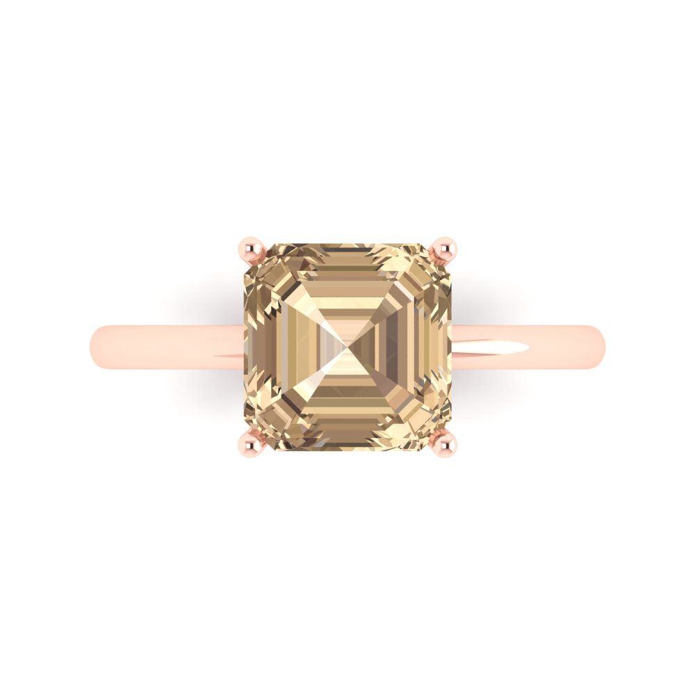 2.5 cttw Yellow Moissanite Solitaire  Engagement Ring - Solid Gold (Asscher Cut,8.0mm)