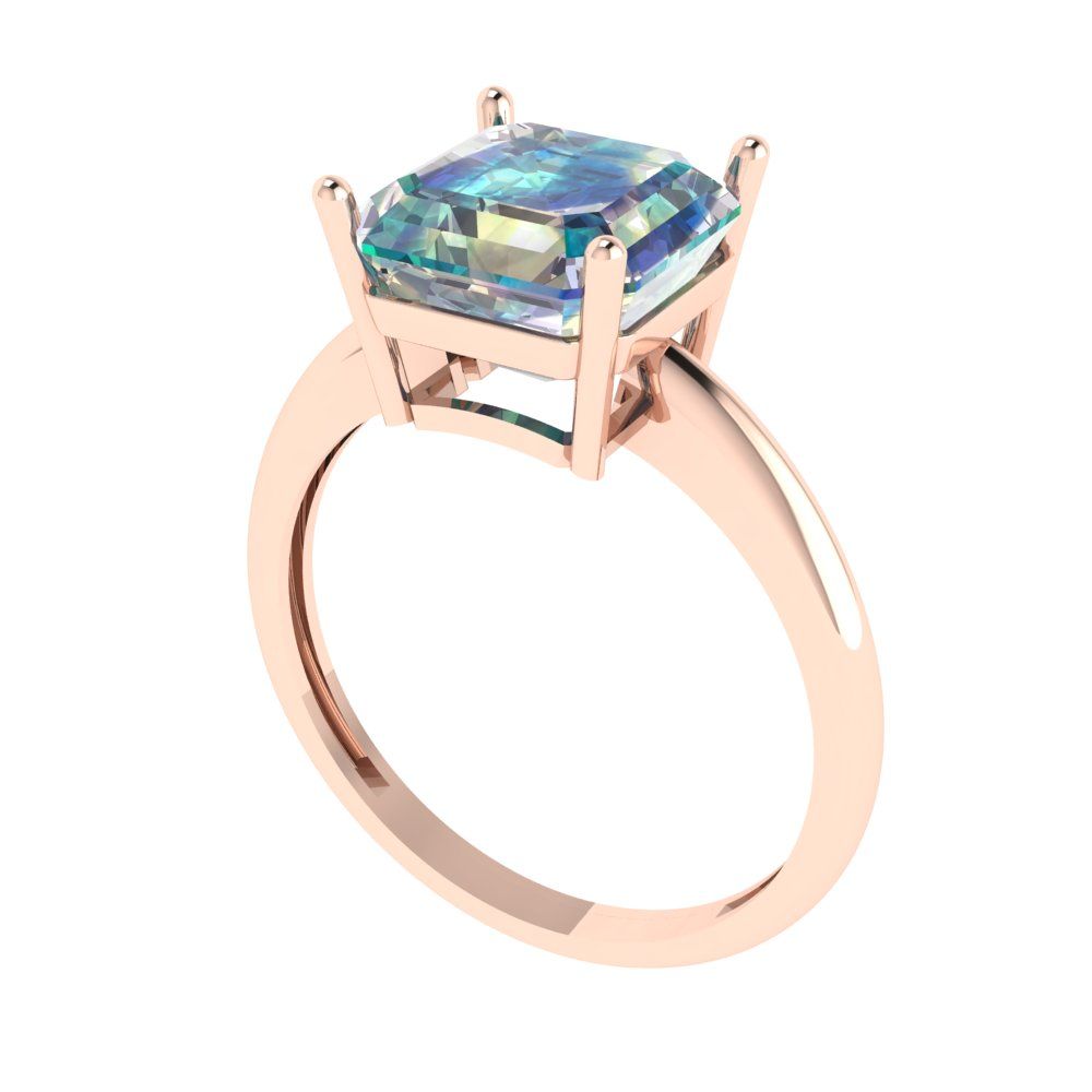 2.5 cttw Blue Moissanite Solitaire  Engagement Ring - Solid Gold (Asscher Cut,8.0mm)