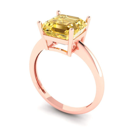 2.5 cttw Zirconia Simulated Yellow Diamond Solitaire  Engagement Ring - Solid Rose Gold (VVS1, Asscher Cut,8.0mm)