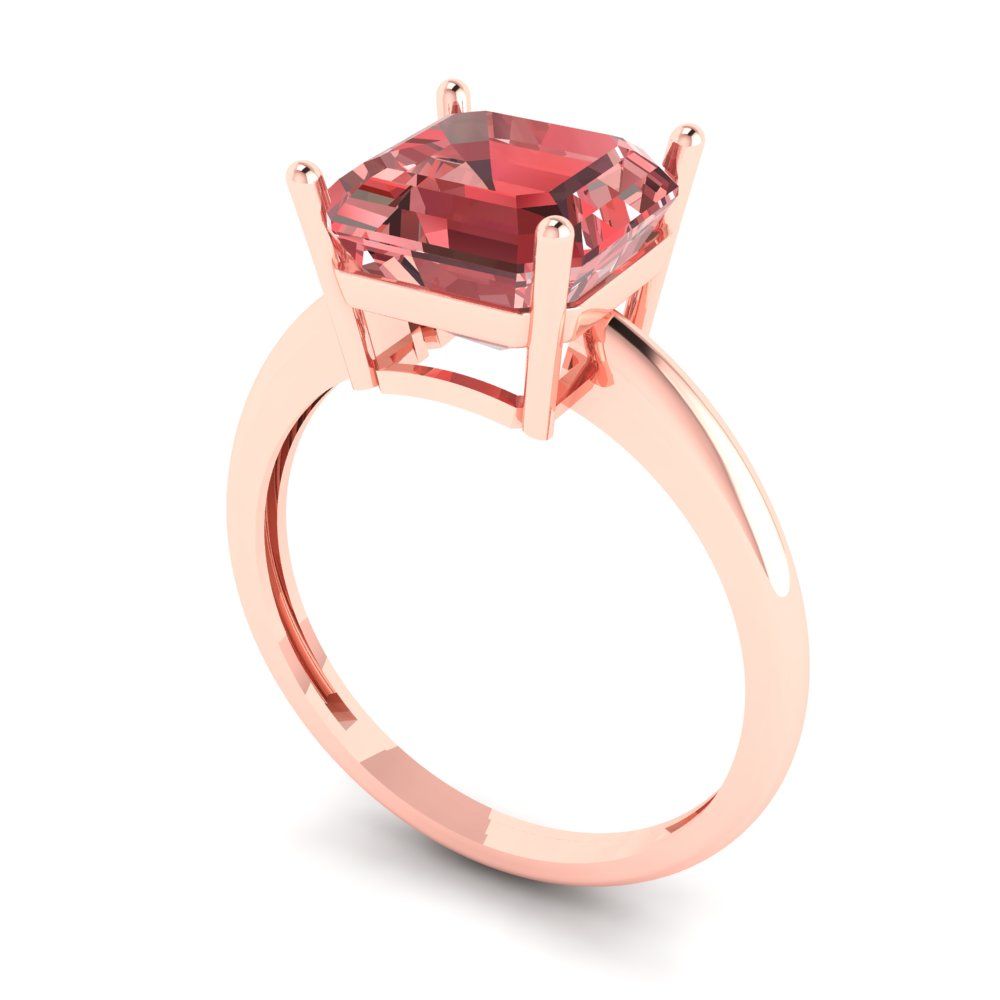 2.5 cttw Natural Garnet Solitaire  Engagement Ring - Solid Gold (Asscher Cut,8.0mm)
