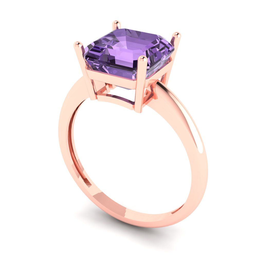 2.5 cttw Simulated Alexandrite Solitaire  Engagement Ring - Solid Gold (Asscher Cut,8.0mm)