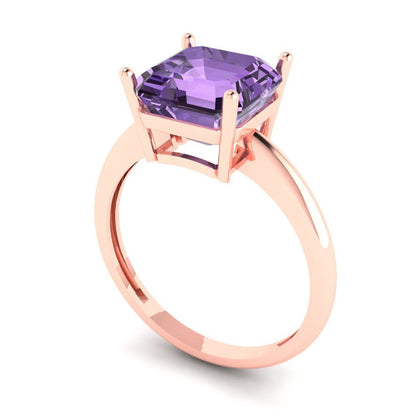 2.5 cttw Simulated Alexandrite Solitaire  Engagement Ring - Solid Gold (Asscher Cut,8.0mm)