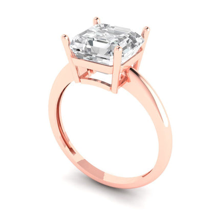 2.5 cttw White Sapphire Solitaire  Engagement Ring - Solid Rose Gold (VVS1, Asscher Cut,8.0mm)