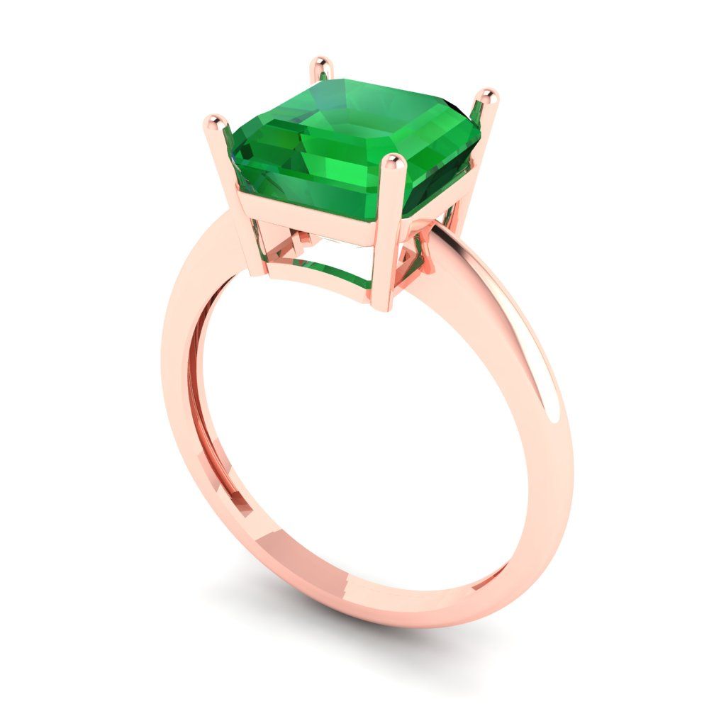 2.5 cttw Simulated Emerald Solitaire  Engagement Ring - Solid Gold (Asscher Cut,8.0mm)
