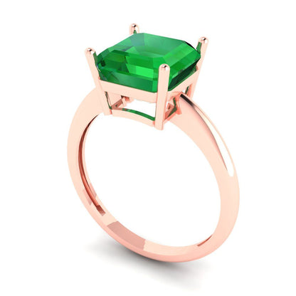 2.5 cttw Simulated Emerald Solitaire  Engagement Ring - Solid Gold (Asscher Cut,8.0mm)