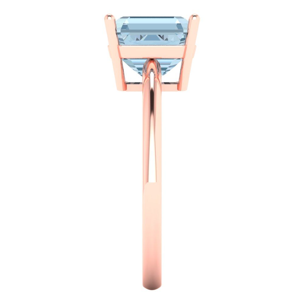 2.5 cttw Zirconia Simulated Blue Diamond Solitaire  Engagement Ring - Solid Rose Gold (VVS1, Asscher Cut,8.0mm)
