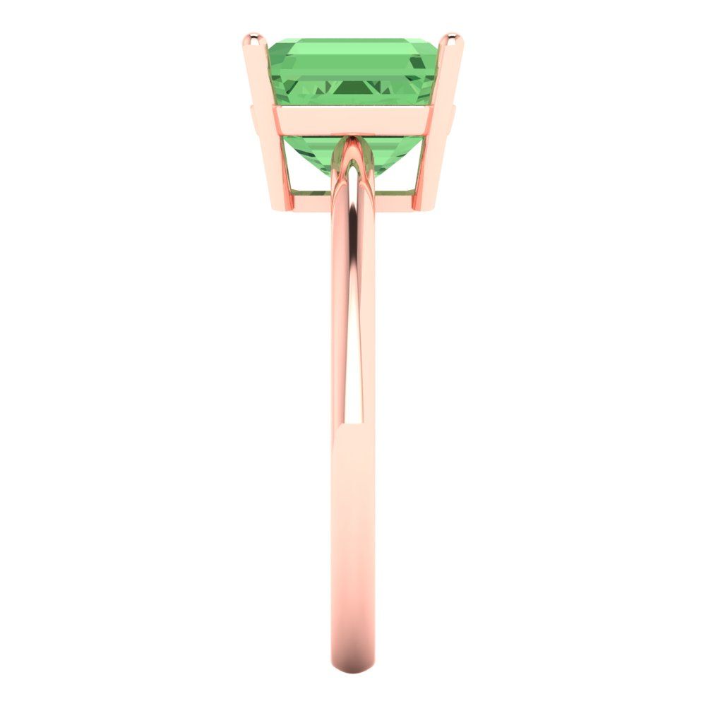 2.5 cttw Zirconia Simulated Green Diamond Solitaire  Engagement Ring - Solid Rose Gold (VVS1, Asscher Cut,8.0mm)
