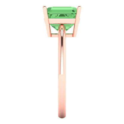 2.5 cttw Zirconia Simulated Green Diamond Solitaire  Engagement Ring - Solid Rose Gold (VVS1, Asscher Cut,8.0mm)
