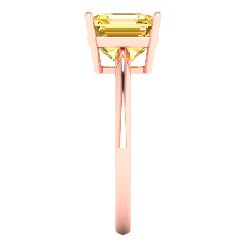 2.5 cttw Zirconia Simulated Yellow Diamond Solitaire  Engagement Ring - Solid Rose Gold (VVS1, Asscher Cut,8.0mm)