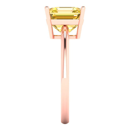 2.5 cttw Zirconia Simulated Yellow Diamond Solitaire  Engagement Ring - Solid Rose Gold (VVS1, Asscher Cut,8.0mm)