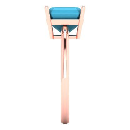 2.5 cttw Simulated Turquoise Solitaire  Engagement Ring - Solid Gold (Asscher Cut,8.0mm)