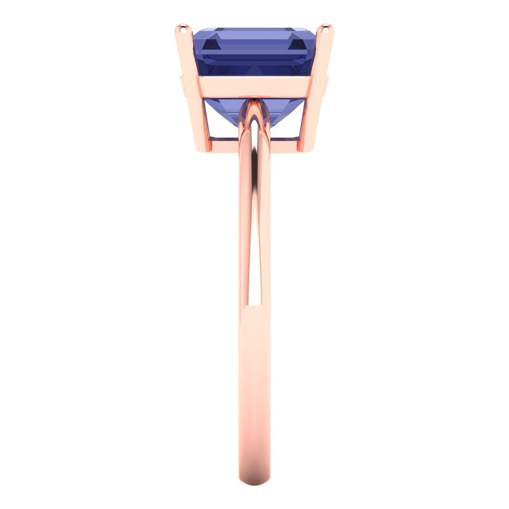 2.5 cttw Simulated Tanzanite Solitaire  Engagement Ring - Solid Gold (Asscher Cut,8.0mm)