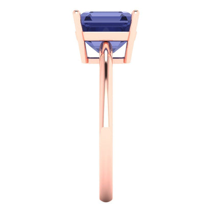 2.5 cttw Simulated Tanzanite Solitaire  Engagement Ring - Solid Gold (Asscher Cut,8.0mm)