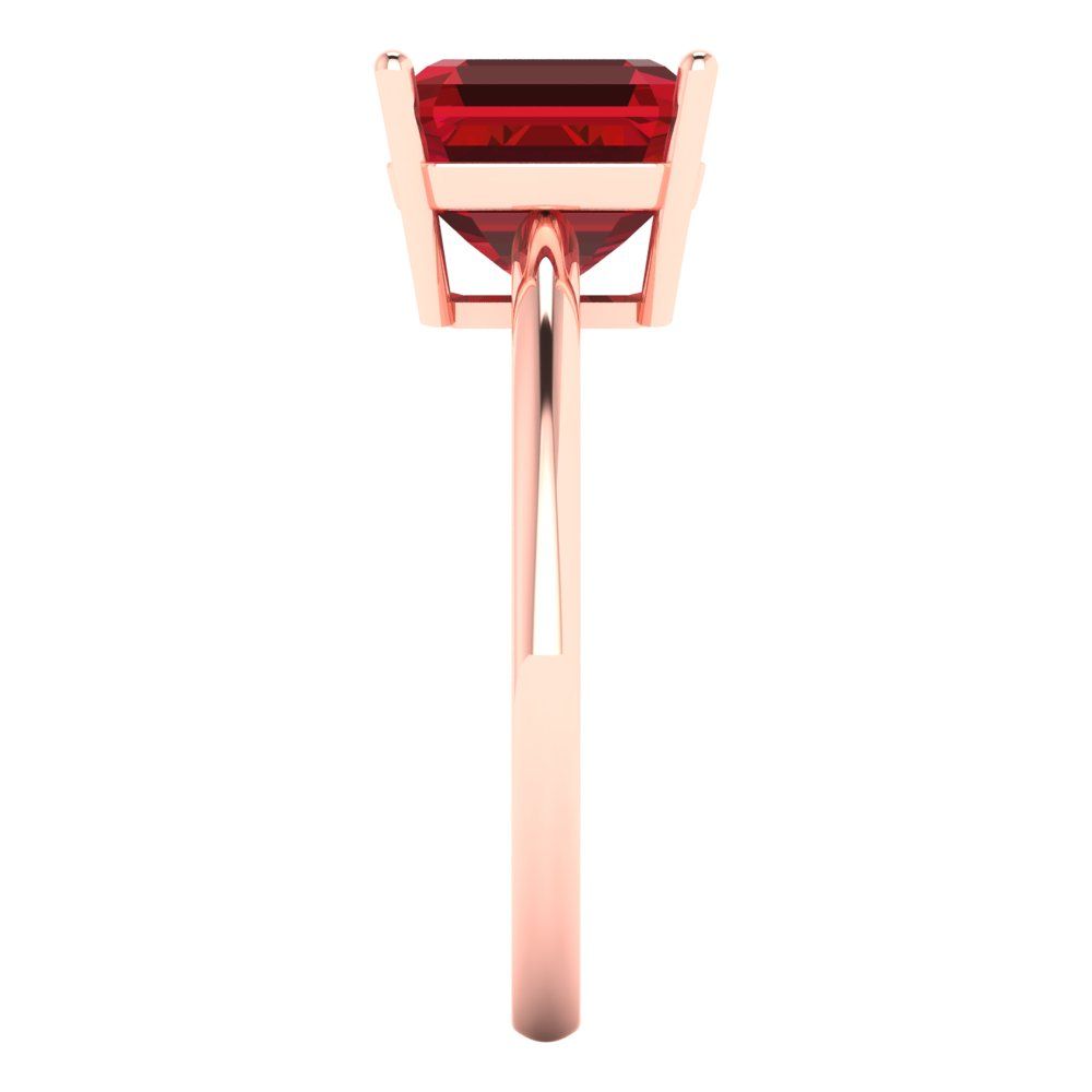 2.5 cttw Simulated Ruby Solitaire  Engagement Ring - Solid Rose Gold (VVS1, Asscher Cut,8.0mm)