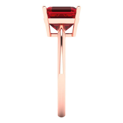 2.5 cttw Simulated Ruby Solitaire  Engagement Ring - Solid Rose Gold (VVS1, Asscher Cut,8.0mm)