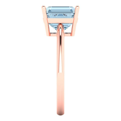 2.5 cttw Natural Aquamarine Solitaire  Engagement Ring - Solid Gold (Asscher Cut,8.0mm)