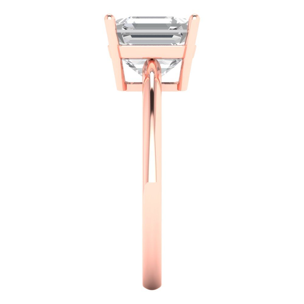 2.5 cttw White Sapphire Solitaire  Engagement Ring - Solid Rose Gold (VVS1, Asscher Cut,8.0mm)