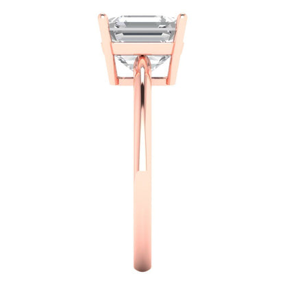 2.5 cttw White Sapphire Solitaire  Engagement Ring - Solid Rose Gold (VVS1, Asscher Cut,8.0mm)