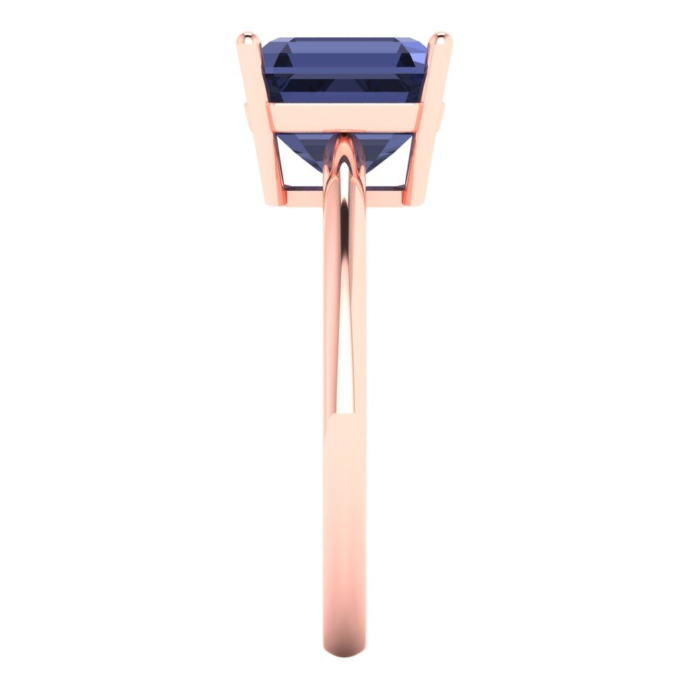 2.5 cttw Simulated Blue Sapphire Solitaire  Engagement Ring - Solid Gold (Asscher Cut,8.0mm)