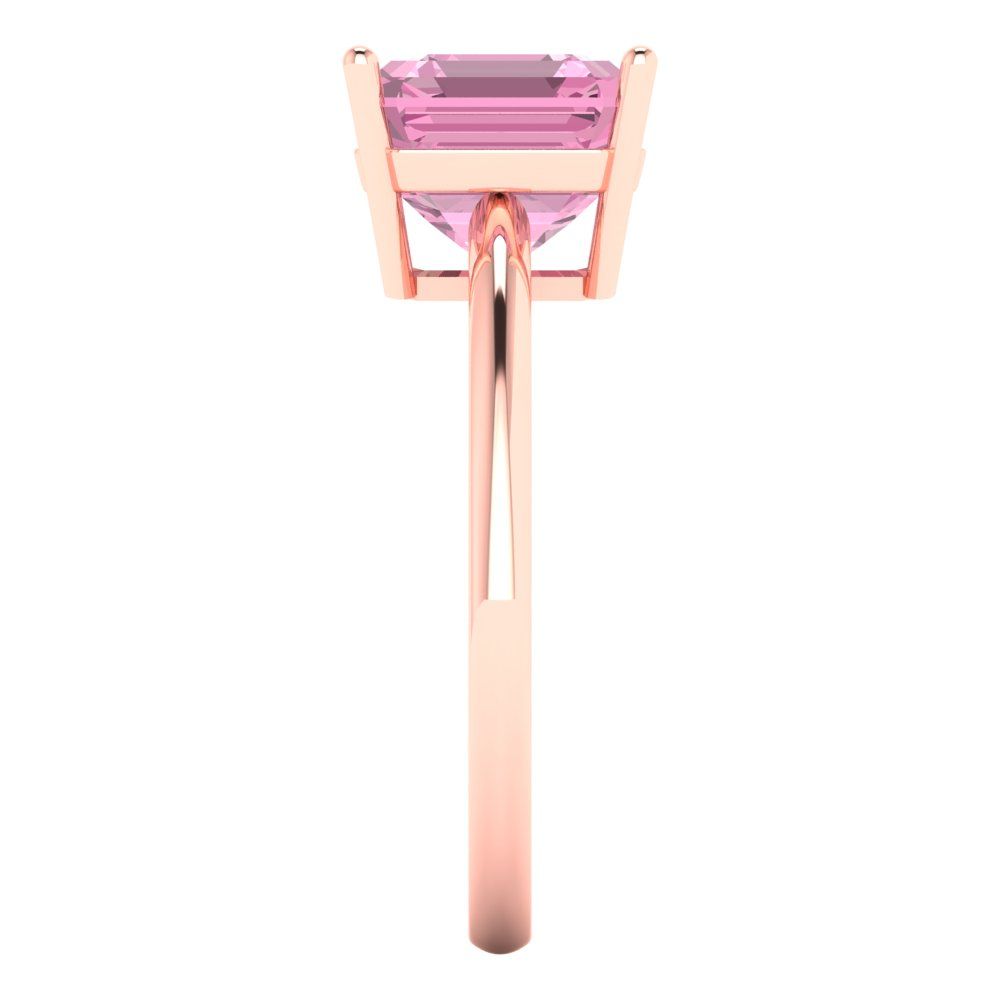 2.5 cttw Zirconia Simulated Pink Diamond Solitaire  Engagement Ring - Solid Rose Gold (VVS1, Asscher Cut,8.0mm)