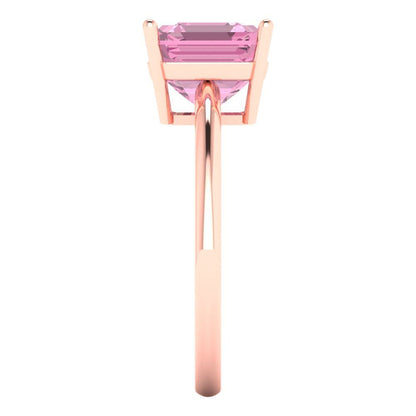2.5 cttw Zirconia Simulated Pink Diamond Solitaire  Engagement Ring - Solid Rose Gold (VVS1, Asscher Cut,8.0mm)