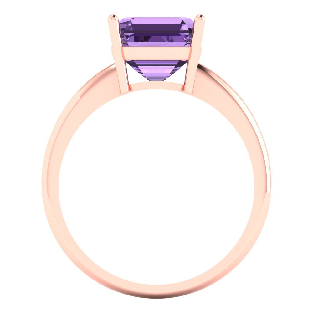 2.5 cttw Simulated Alexandrite Solitaire  Engagement Ring - Solid Gold (Asscher Cut,8.0mm)