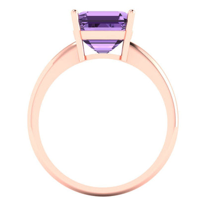 2.5 cttw Simulated Alexandrite Solitaire  Engagement Ring - Solid Gold (Asscher Cut,8.0mm)