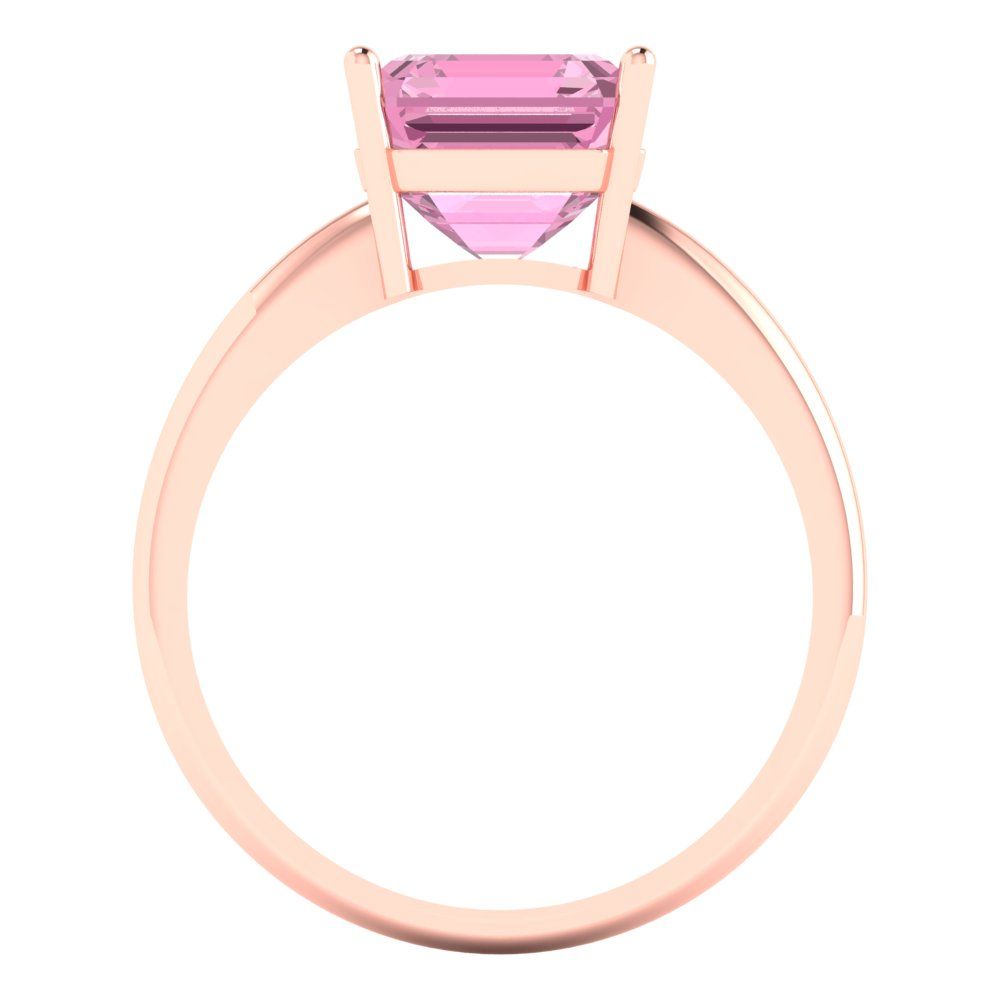 2.5 cttw Zirconia Simulated Pink Diamond Solitaire  Engagement Ring - Solid Rose Gold (VVS1, Asscher Cut,8.0mm)