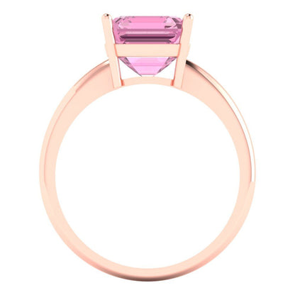 2.5 cttw Zirconia Simulated Pink Diamond Solitaire  Engagement Ring - Solid Rose Gold (VVS1, Asscher Cut,8.0mm)
