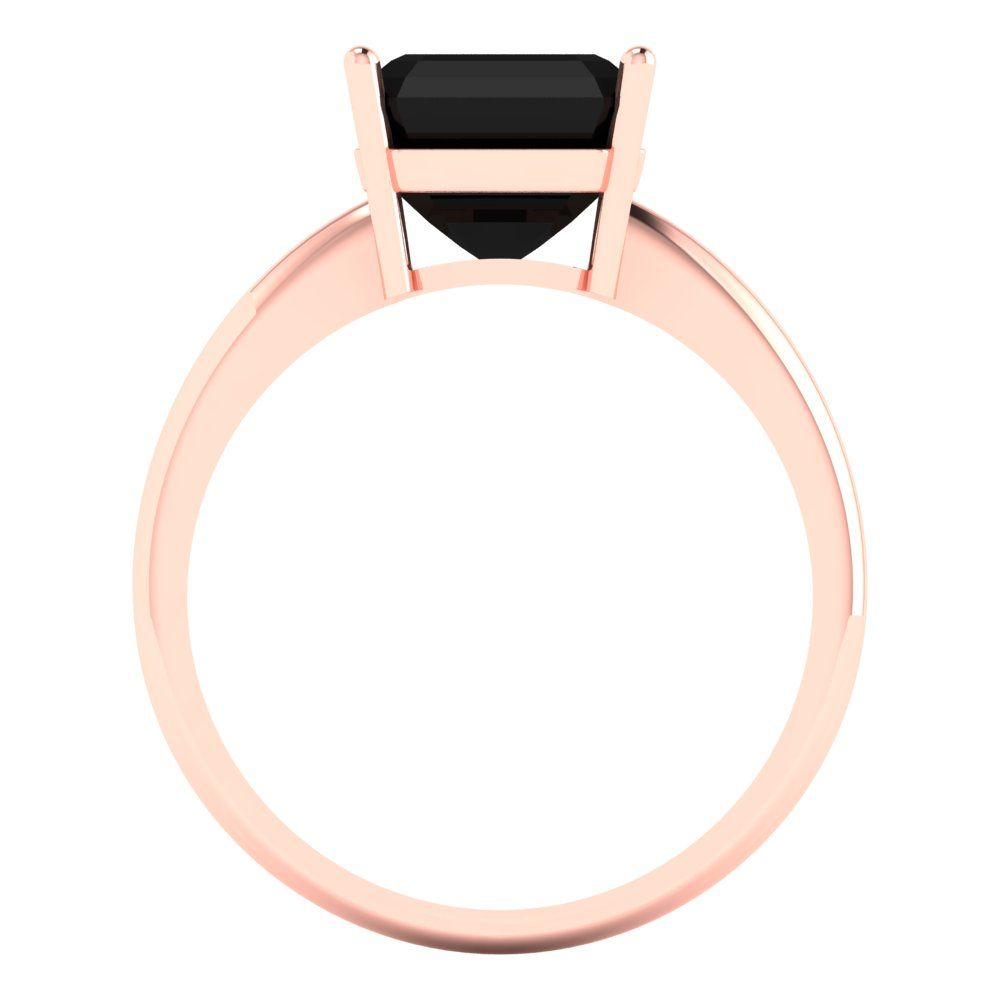 2.5 cttw Natural Onyx Solitaire  Engagement Ring - Solid Gold (Asscher Cut,8.0mm)