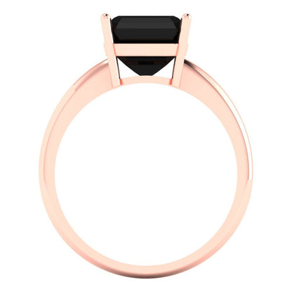 2.5 cttw Natural Onyx Solitaire  Engagement Ring - Solid Gold (Asscher Cut,8.0mm)