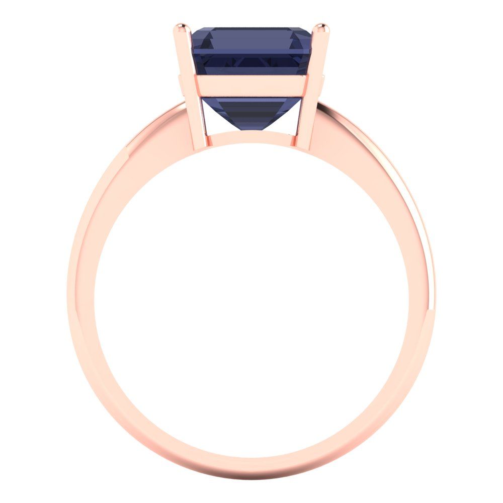 2.5 cttw Simulated Blue Sapphire Solitaire  Engagement Ring - Solid Gold (Asscher Cut,8.0mm)