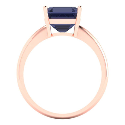 2.5 cttw Simulated Blue Sapphire Solitaire  Engagement Ring - Solid Gold (Asscher Cut,8.0mm)