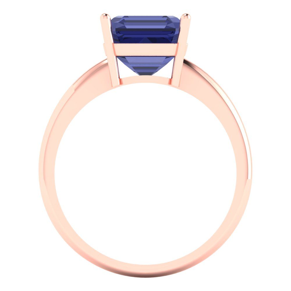 2.5 cttw Simulated Tanzanite Solitaire  Engagement Ring - Solid Gold (Asscher Cut,8.0mm)