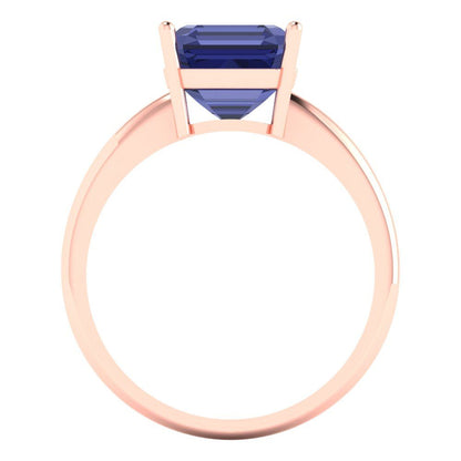 2.5 cttw Simulated Tanzanite Solitaire  Engagement Ring - Solid Gold (Asscher Cut,8.0mm)