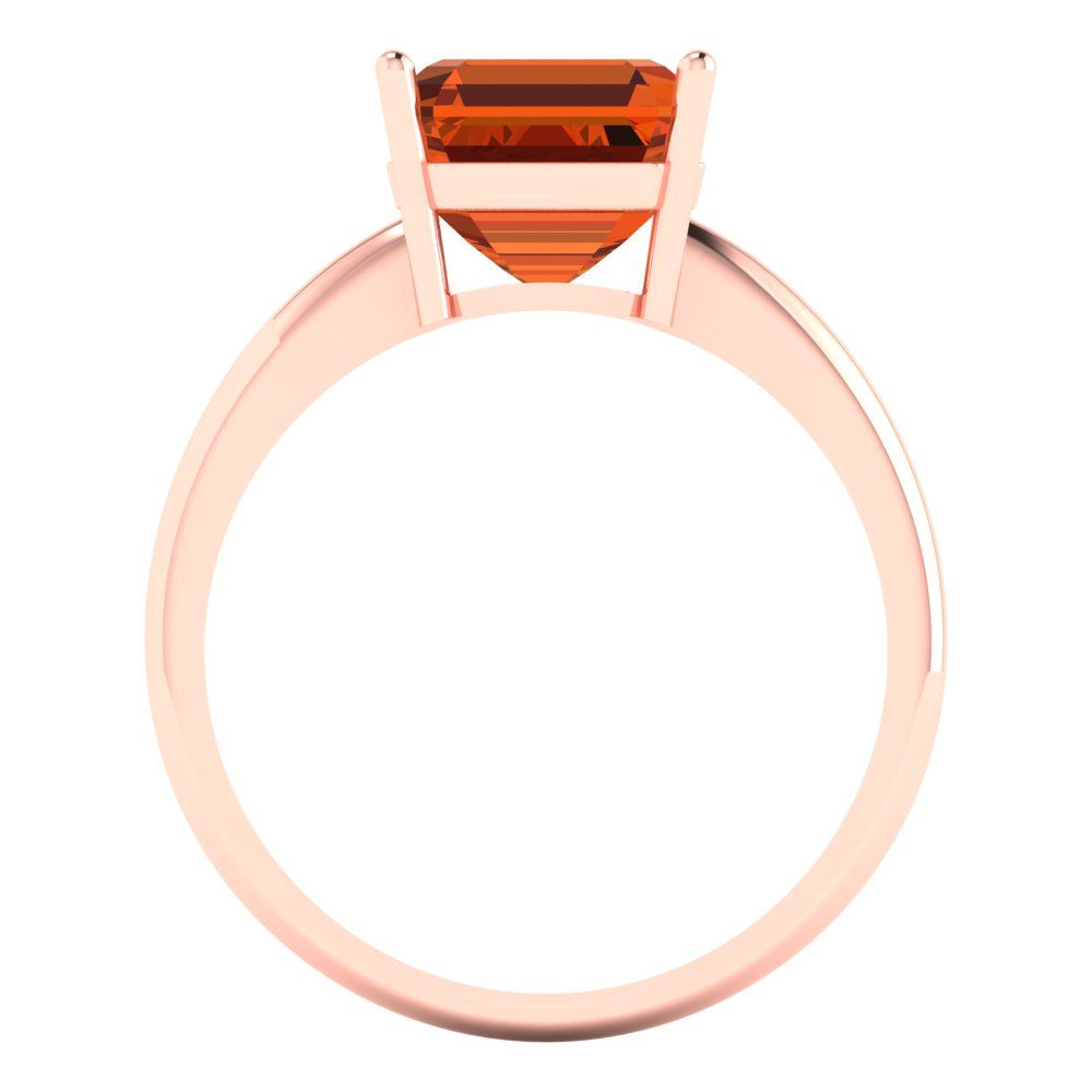 2.5 cttw Simulated Ruby Solitaire  Engagement Ring - Solid Rose Gold (VVS1, Asscher Cut,8.0mm)