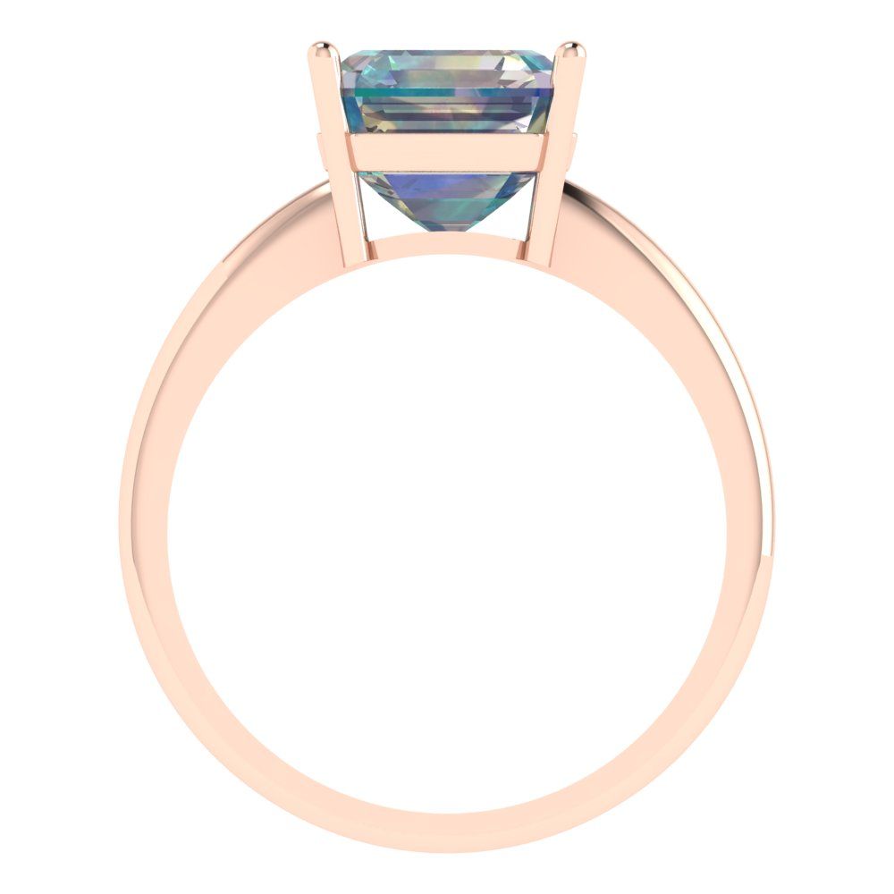 2.5 cttw Blue Moissanite Solitaire  Engagement Ring - Solid Gold (Asscher Cut,8.0mm)